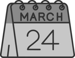 24th of March Line Filled Greyscale Icon vector