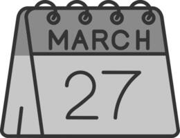 27th of March Line Filled Greyscale Icon vector