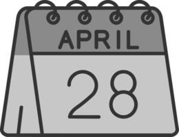 28 de abril línea lleno escala de grises icono vector