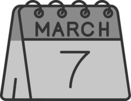 7mo de marzo línea lleno escala de grises icono vector