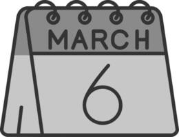 6to de marzo línea lleno escala de grises icono vector