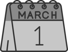 1st of March Line Filled Greyscale Icon vector