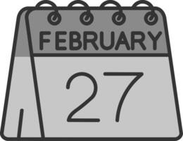 27th of February Line Filled Greyscale Icon vector