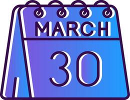 30th of March Gradient Filled Icon vector