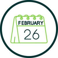 26th of February Line Circle Icon vector