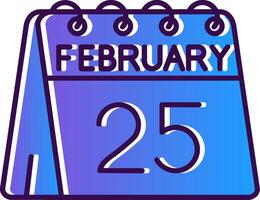 25th of February Gradient Filled Icon vector