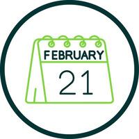 21st of February Line Circle Icon vector
