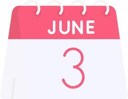 3rd of June Flat Light Icon vector