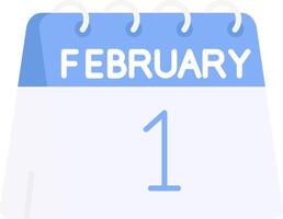 1st of February Flat Light Icon vector