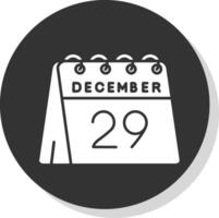 29 de diciembre glifo gris circulo icono vector