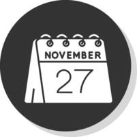 27 de noviembre glifo gris circulo icono vector