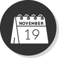 19th of November Glyph Grey Circle Icon vector