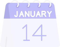 14th of January Flat Light Icon vector