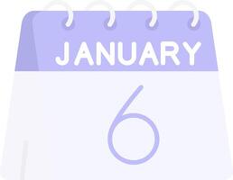 6th of January Flat Light Icon vector