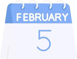 5th of February Flat Light Icon vector