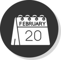 Vigésimo de febrero glifo gris circulo icono vector