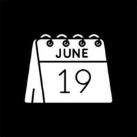19th of June Glyph Inverted Icon vector