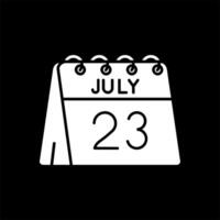 23 de julio glifo invertido icono vector