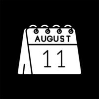 11 de agosto glifo invertido icono vector