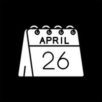 26 de abril glifo invertido icono vector