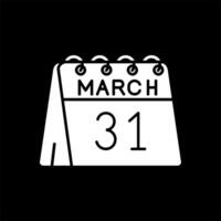 31st of March Glyph Inverted Icon vector