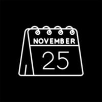25 de noviembre línea invertido icono vector
