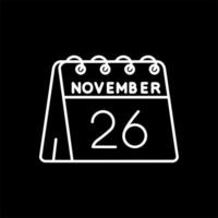 26 de noviembre línea invertido icono vector