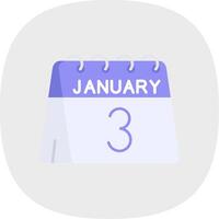 3rd of January Flat Curve Icon vector