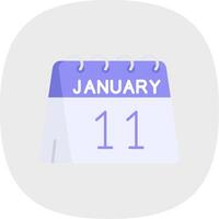11 de enero plano curva icono vector