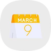 9th of March Flat Curve Icon vector