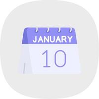 10 de enero plano curva icono vector