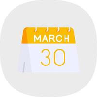 30th of March Flat Curve Icon vector