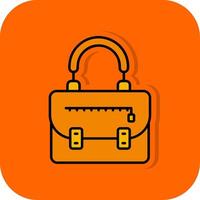 Handbag Filled Orange background Icon vector