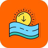 Sunset Filled Orange background Icon vector