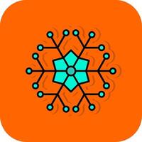 Snowflake Filled Orange background Icon vector