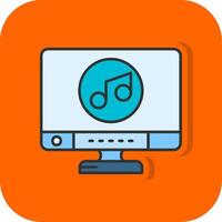 Music Filled Orange background Icon vector