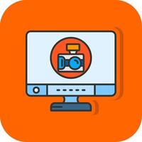 Camera Filled Orange background Icon vector