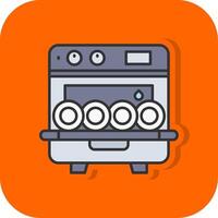 Dishwasher Filled Orange background Icon vector