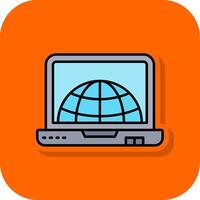 Internet Filled Orange background Icon vector