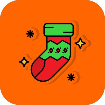Sock Filled Orange background Icon
