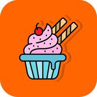 Cupcake Filled Orange background Icon vector