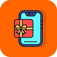 Gift Filled Orange background Icon vector