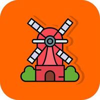 Windmill Filled Orange background Icon vector