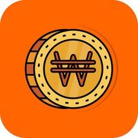 Won Filled Orange background Icon vector