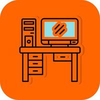 Computer Filled Orange background Icon vector