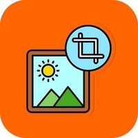 Crop Filled Orange background Icon vector