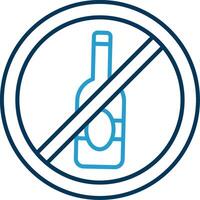 No alcohol línea azul dos color icono vector