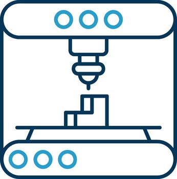 3d modeling Line Blue Two Color Icon vector