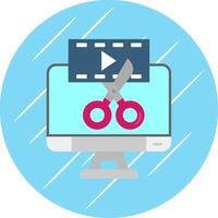 vídeo editor plano azul circulo icono vector