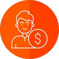 Dollar Line Red Circle Icon vector